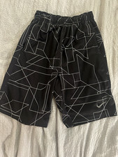 Nike Dri Fit Youth Boys L Black Pattern Shorts With Pockets