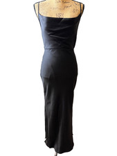 Taylor Black Formal Evening Dress Satin Open Back Maxi Gown Women's Size 4 NWT