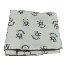 Circo White Gray Monkey Flannel Monkey Baby Receiving Blanket 2016 Target Cotton