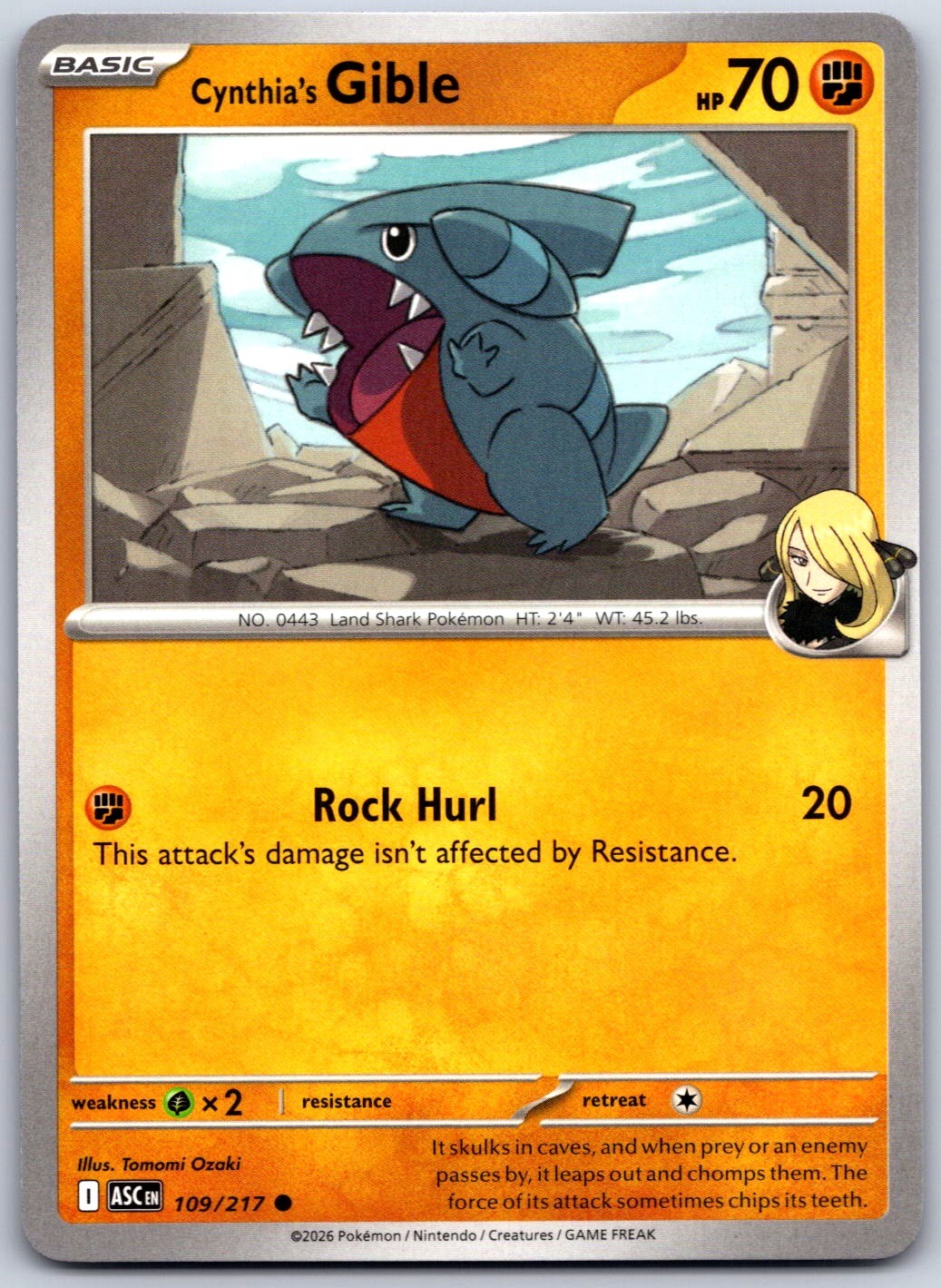 Pokemon TCG ME: Ascended Heroes Cynthia's Gible 109/217 NM