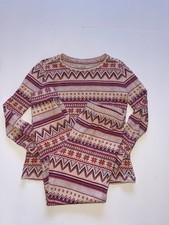 Vineyard Vines Girls 10 Fair Isle Pink Snowflake Bow 2 Piece Pajamas PJS