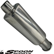 1x Spoon Sport Hi-power Universal Single Exhaust Muffler Inlet 2.5 Outlet 3.5