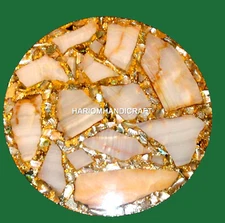 Antique Abalone Stone Side Marble Tops Inlay Occasionally Table Decoration H3498