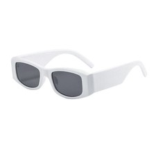 White Frame Retro Swift Sport Rectangle Black Tint Lens Hip Hop Sunglasses