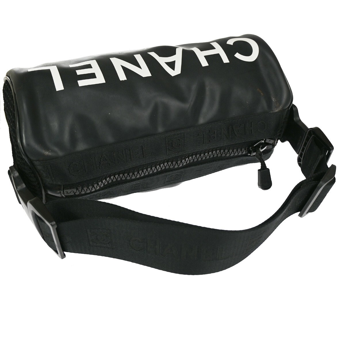 CHANEL Sport CC Logo Shoulder Bag Rubber Canvas Black Made CHANEL Sport CC Logo Shoulder Bag Rubber Canvas Black Made