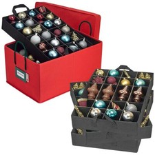 HOLDN  STORAGE Underbed Christmas Ornament Storage Container Box with Dividers