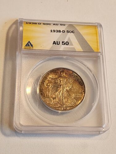 1938-D W/L half dollar ANACS AU50 - Imagen 1 de 8