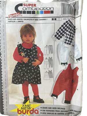 Burda Sewing Pattern Girls Pants Jumper 3421 6M 9M 12M 18M 2 and 3 Semi Fitted