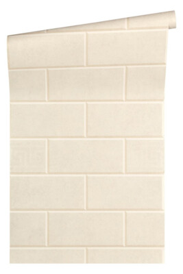 Profhome 343225-GU Stein Kacheln Tapete Uni matt beige creme 7,035 m2