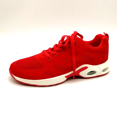 Fashion Womens Flat Sole Lace Up Sneaker Cushioned Insole Red EUR 42 NEW