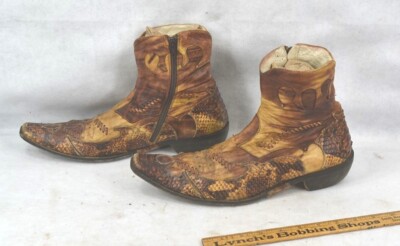 vintage men shoes  snakeskin Vero Cuoio Italian US western ankle high  sz 9