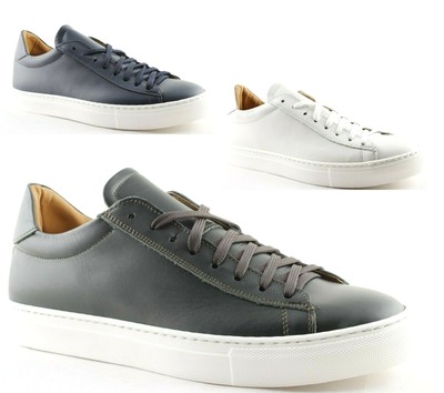 Scarpe Sneakers Uomo Basse in Vera Pelle Bianche Blu Verde Made in Italy  F7125 | eBay