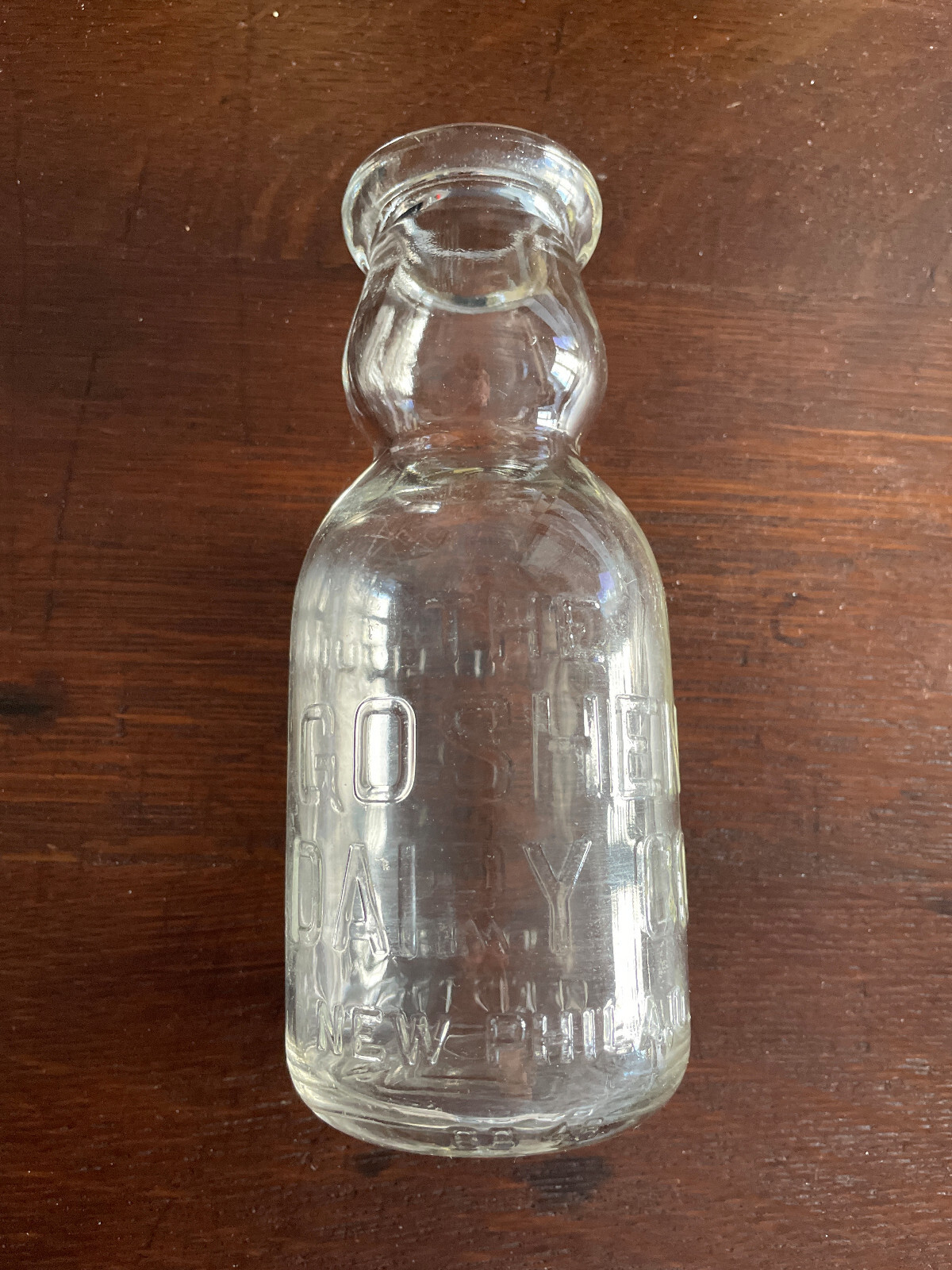Antique Cream Top Pint Milk Bottle. Goshen Dairy. New Philadelphia, OH