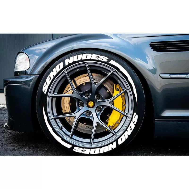 Tire Lettering SEND NUDS Sticker 1.06'' 14''-22'' W Red Stripes 8 Kits Separated