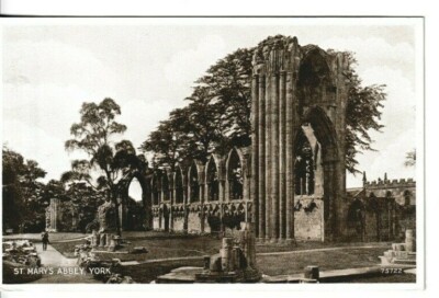 YORK - ST MARY'S ABBEY RUINEN S/W POSTKARTE 