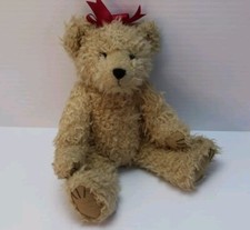 American Girl Teddy Bear with Red Bow 13" Tan Posable Legs and Arms 2008