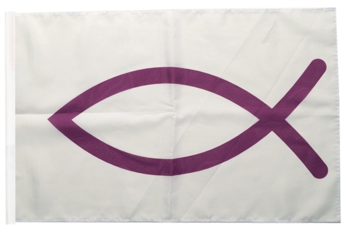 Christenfisch Ichthys-Symbol Banner christliche Fahnen Flaggen 30x45cm