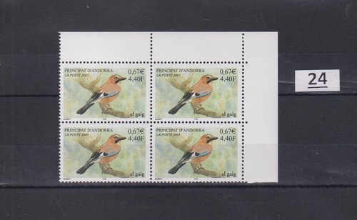 / 4X FRENCH ANDORRA 2001 - MNH - BIRDS
