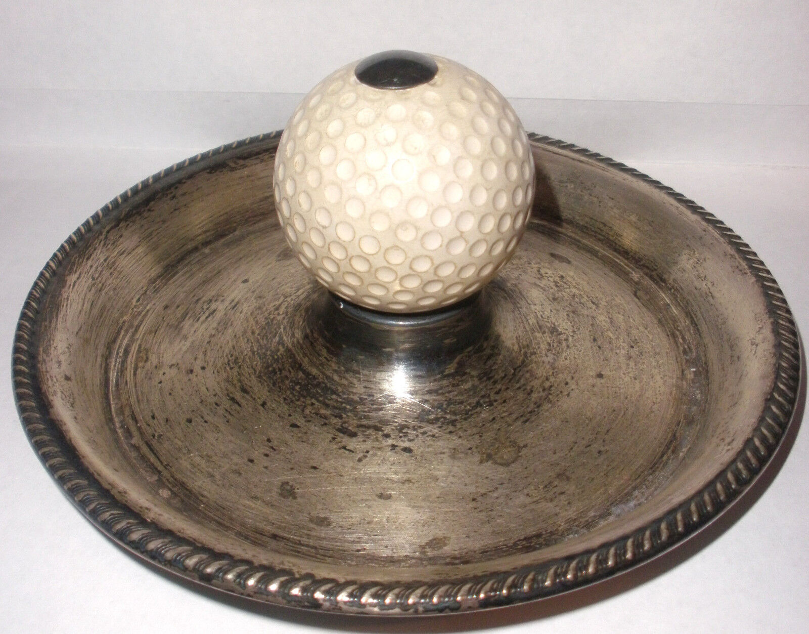 VINTAGE FRANK WHITING STERLING SILVER GOLF BALL KEY COIN CHANGE TRAY ASHTRAY 