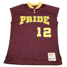 VINTAGE Pride Baseball Jersey Size Large L Red Shirt Henley Sleeveless 80's USA