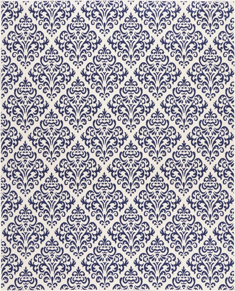 Nourison Grafix Vintage White/Blue 7'10" x 9'10" Area -Rug, Easy -Cleaning, - Image 2 of 4