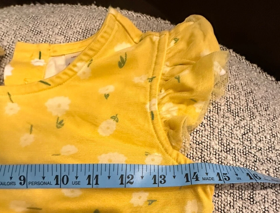 Vestido saia de tule Hanna Andersson feminino tamanho 10 amarelo margarida manga curta - Imagem 4 de 4