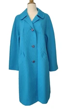 New Vintage Betty Rose Long Duster Coat Women's Size 18 Blue Polyester Lined