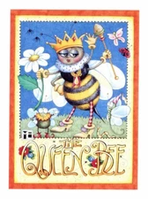 Mary Engelbreit-THE QUEEN BEE Daisy Golden Crown Insects POSTCARD-NEW!