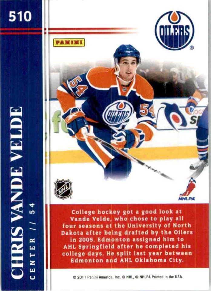 2011-12 Score Hot Rookies Chris VandeVelde RC #510 - Image 2 of 2