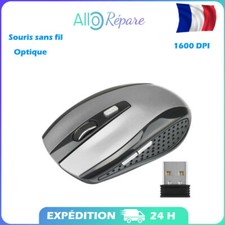 Souris sans fil optique grise 2.4GHz 1600 DPI récepteur USB Bluetooth PC