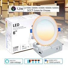 12Pack 6 Inch 5CCT Ultra-Thin LED Recessed Ceiling Night Light with Junction Box