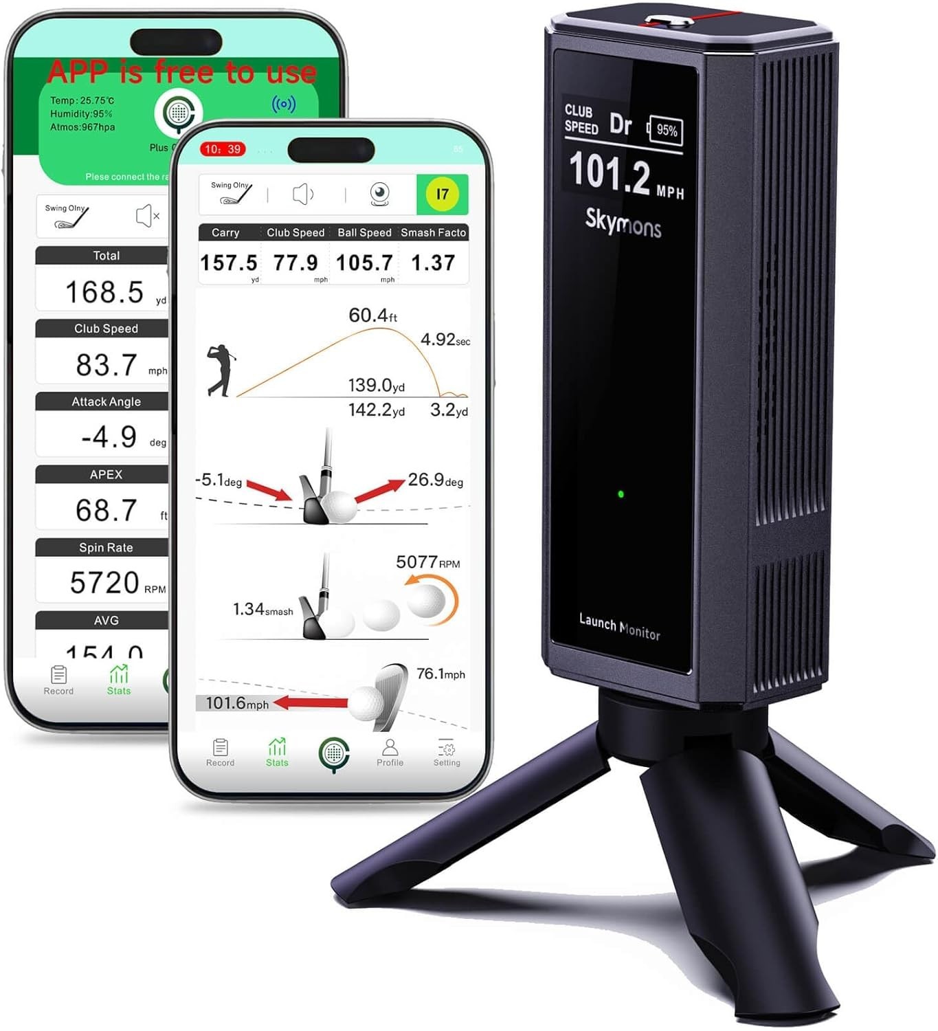 Launch Monitor For Golf Swing Analysis Tracker & Swing Analy