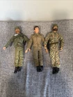 Vintage GI Lot Of 3 Action FiguresFlocked Hair Camo Outfit 1970s No Cracks