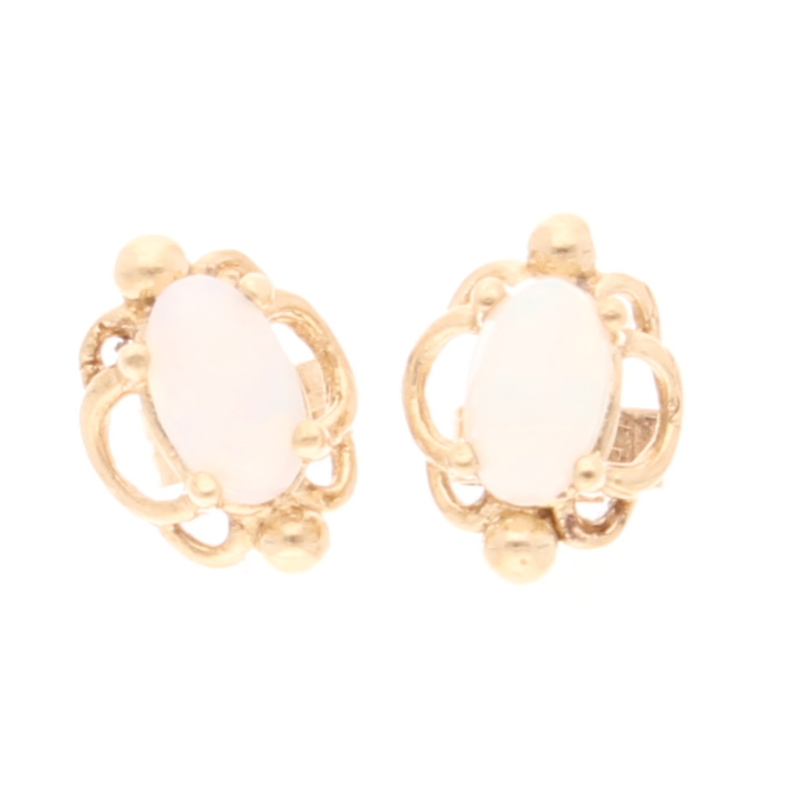 9Carat Yellow Gold Opal Stud Earrings (6.5x8.5mm)