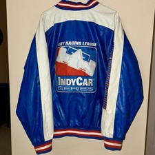 Vintage 90s Indy Racing League IndyCar Series Bomber Jacket XL Faux Leather