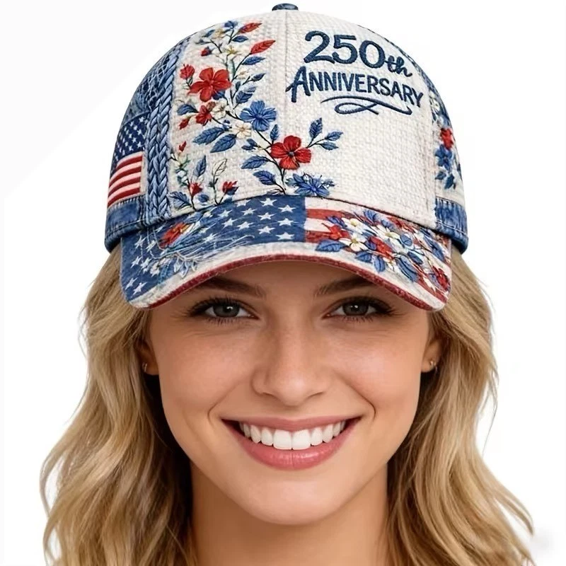 Womens 250th Anniversary Patriotic Floral American Flag Baseball Cap Adjustable
Opens in a new windo