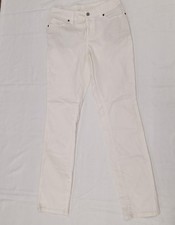 White Stretch Jeans Pants Womens Medium Slim Straight Leg Cotton Blend