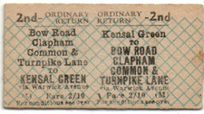 BTC(M) Railway Ticket Kensal Green to Bow Rd Clapham C & Turnpike Ln-Crewe Proof