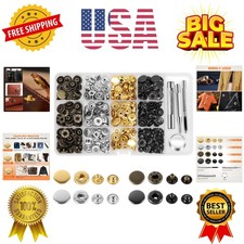 15mm Leather Snap Fasteners Kit, 72 Set Metal Button Snaps Press Studs with 4...