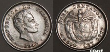 1942 B Colombia 10 Centavos Silver Coin AU UnCirculated Bolivar 90% Dime