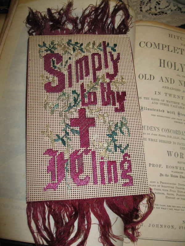 WOW!  Victorian Paper Punch / Simply To Thy Cross I Cling Needlepoint BOOK MARK!