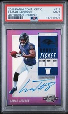 2018 Panini Contenders Optic Lamar Jackson Purple Rookie Auto /49 PSA 9 Ravens
