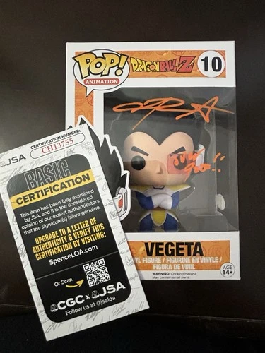 Autographed Vegeta 10 Funko Pop Christopher Sabat Dragon Ball Z JSA W/quote