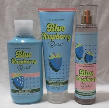 Bath  Body Works Wash Cream Fragrance Mist Set Lot of 3 BLUE RASPBERRY BURST