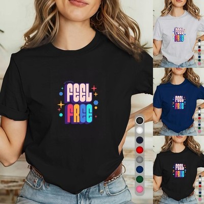 Lets Move Tee Women Feel Free Funny Graphic T-Shirt Y2K Style Summer Tunic Top