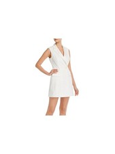 JAY GODFREY Womens Fitted Faux Pockets Button Up Sleeveless Mini Wrap Dress