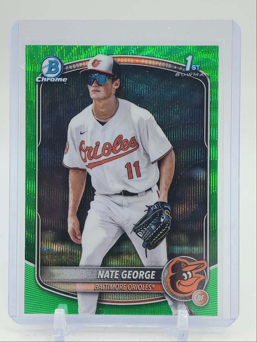 NATE GEORGE 2025 BOWMAN CHROME 1ST GREEN WAVE REFRACTOR /99 Q4920