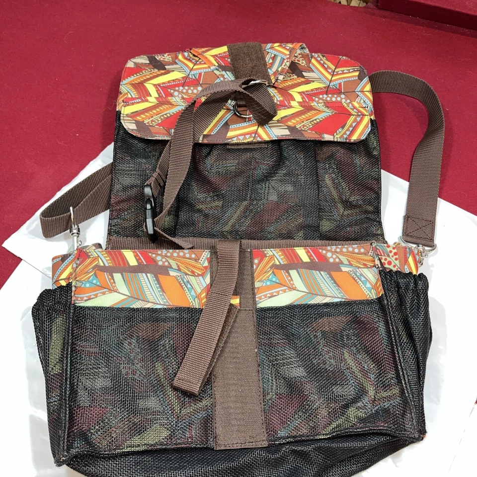 Clásico Bolso Mensajero Equino Correa para el Hombro MALLA Bolsillo TOTE Geométrico Colorido Foto 3 de 4