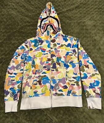 中古 BAPE Multi Camo 2nd Shark Zip Hoodie BAPE A Bathing Ape: Cotton Candy/Multi Camo 2nd Shark Full Zip