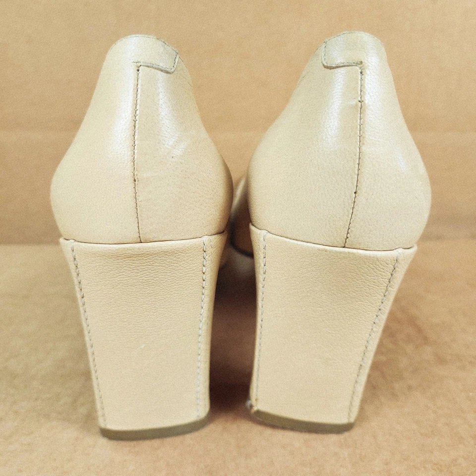 Mocasín Via Spigia Puntera Cuadrada Tacón Bloque Mediano Cuero Amarillo Mantequilla Para Mujer Talla 8 Foto 4 de 4